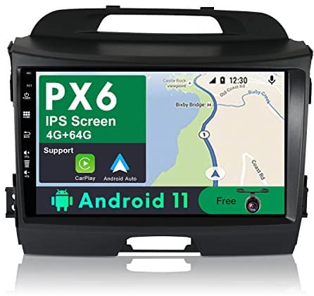 JOYX PX6 Android 11 Autoradio mit IPS 2.5D Passt für Kia Sportage 2010-2015 - [4G+64G] - Kamera Canbus KOSTENLOS - 9 Zoll 2 Din - Unterstützen DAB Lenkradsteuerung 4G WiFi BT4.0 Carplay HDMI 4K-Video