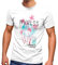 Neverless® Herren T-Shirt Palmen Sommer Strand Surfing Surf Pacific Island Aufdruck Print Fashion Streetstyle weiß M