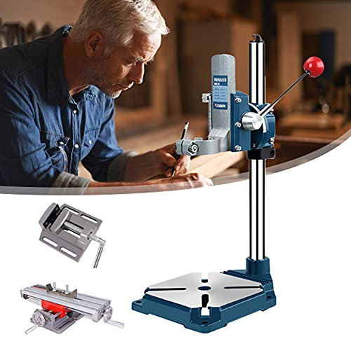 ZhiLianZhao Tischbohrmaschine Ständer, Bohrständer Bohrmaschinenständer, mit 90° Drehbar, für Handwerker Und Hobbyisten,E