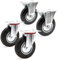 Wiltec Transportrollen Set 125mm 2x Lenkrolle ungebremst und 2x Bockrolle, mit Anbauplatte, 100kg pro Rad