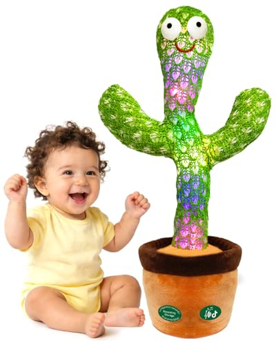 Pbooo Dancing Cactus Toy, Talking Plush Toy with Light & Voice Repeat