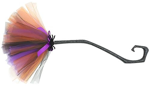 TOYANDONA Halloween Witch Broom with Ribbon Wizard Flying Wicked Broomstick Props for Kids Adults Cosplay Party Witch Decorations