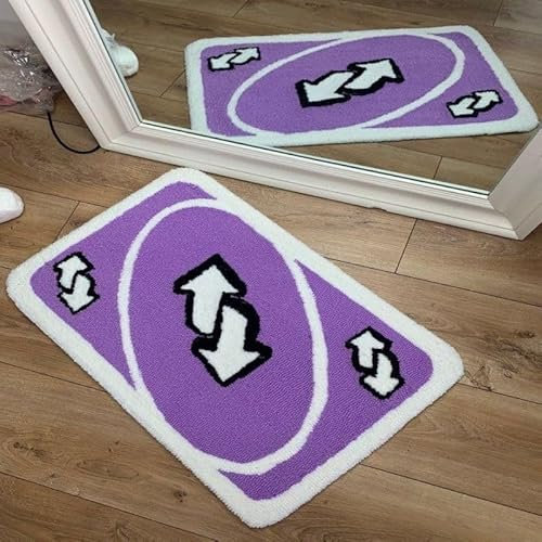 Uno Rainbow Reverse Doormat Anti-Slip Floor Decor Thick Bedroom Bathroom Bedside Rectangular Rug Tufting Fluffy Carpets (40x60cm/1'31 x2',Purple)