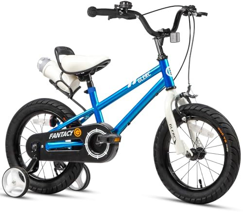 Glerc Kinderfahrrad 14 Zoll Fahrrad mit Stützrädern & Flaschenhalter für 3 4 5 Jahre alte Jungen und Mädchen, blau