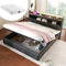 Doppelbett 140x200cm, Hydraulisch Stauraumbett Funktionsbett mit Großer Stauraum und Lattenrost, Polsterbett Stauraum-Kopfteil Bett mit Aufladen USB Ladefunktion und LED Beleuchtung,Grau Mit Matratze