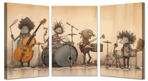 MERYLACT Musik Wand Kunstdruck Abstraktes Leinwand Bilder, Konzert mit Musikinstrumenten Wandbild Kunstdruck Wanddeko Wanddekoration Deko Kunst Modern Textur für Büro - 20x30cmx3 Gerahmt