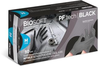 Glovely Guanto in nitrile nero, senza polvere, superficie testurizzata 3D a diamante, idoneità alimentare - Taglia XL
