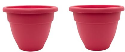 The HC Companies Karibik-Pflanzgefäß, leicht, für drinnen und draußen, Kunststoff, für Kräuter und Blumen, rosa Rose, 40,6 cm, 2 Stück