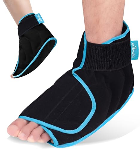 NEWGO Kühlmanschette für Fuß & Sprunggelenk – Größe wiederverwendbare Kühlbandage zur Schmerzlinderung nach Sport, Kältetherapie für Chemotherapie-Patienten, einfach anzuziehen (1 Stück Schwarz)