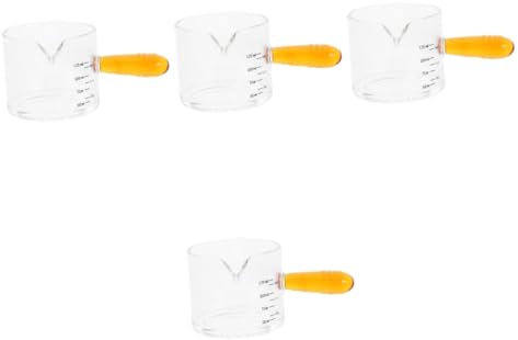 Cabilock 4 Piezas Taza De Café De Vidrio Vasos Cafe Tazas De Cafe Espresso Vaso Medidor Vasos De Cafe Taza Cristal Jarra Medidora Taza De Espresso Taza Medidora Jarra De Jarabe Jarra Clara