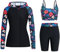 Owntop Damen 3-teiliger Rash Guard | UPF50+ Badeanzüge Kapuzen UV-Shirt | Langarm Reißverschluss Rashguard Shirts & Bikini Top & Hochtaillierte Boyshorts | Bescheidene Badebekleidung | Grün XXL