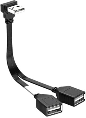 Chenxi Studio Double câble répartiteur USB 1 mâle vers 2 femelles cordon d'extension d'alimentation 90 degrés 480 Mbps transfert pour ordinateur et voiture