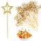 HENGBIRD 50 pinchos de cóctel de madera, brochetas de cóctel con estrella, pinchos para cócteles, brochetas doradas para cócteles, brochetas para fiestas, aperitivos, aperitivos, cócteles