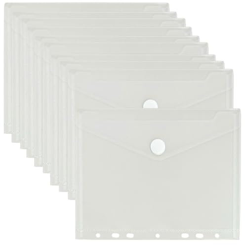 10 Stück Dokumententasche A5, Umschlagmappen zum Abheften Dokumentenmappe, Sichttaschen mit Klettverschluss,Brieftaschen Tasche für Papierkram, Dokumente, Quittungen, Bürobedarf (22.5 * 18cm)