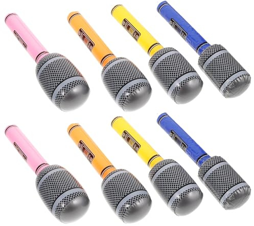 BESTonZON 8pcs Inflatable Simulation Fake Microphones Music Party Favor Inflatable Microphones for Parties Bulk Boys and Girls Adult Prop