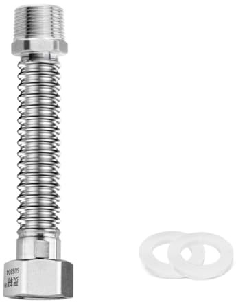ROKZELT Panzerschlauch 3/4 Zoll, Flexschlauch 1/2 Zoll, 304 Edelstahl Wellrohr, 30cm Universelles Anschlussrohr G3/4 DN20 Verbindungsrohr für Wasseranschluss, Heizung, Enthärtungsanlage