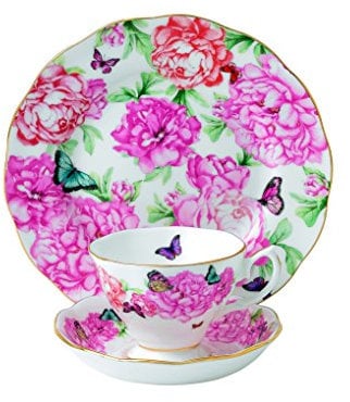 Royal Albert Miranda Kerr Grattitude 40001839 Teacup, Saucer & Side Plate 20cm 3 Pc Set, Bone China, Multi-White