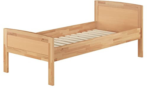 Erst-Holz® Einzelbett Buche Seniorenbett 90x200 Massivholzbett Holzbett mit Rollrost 60.72-09