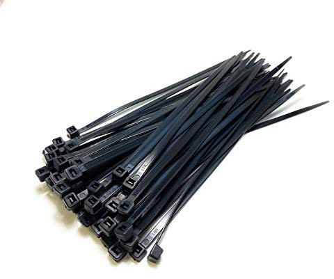 Nylon Plastic Cable Ties Long and Wide Extra Large Zip Ties Black and White wrap 50 pieces (Black, 4.8mm x 200mm)
