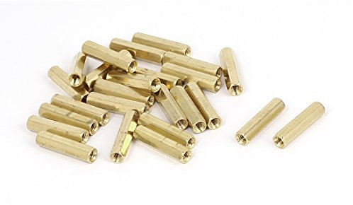 sourcing map 25Stück M4 x 25mm Innengewinde Messing Sechskant Abstandshalter Säulen Abstands Mutter