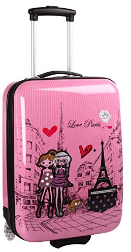 Valise Cabine Rose pour Fille Motif Paris Love.