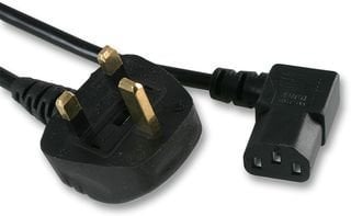 ShaniTech UK 5M 5 Meter Right Angled Angle to IEC C13 Mains Power Cable for TV Samsung Panasonic Sony etc, Kettle, PC Monitor & Printer Lead Cord