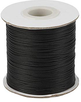 PandaHall 200 Yards/Rollen 0.5 mm Geflochtene Gewachste Baumwollschnur für DIY Armband Schmuckherstellung Handwerk Machen (Schwarz)