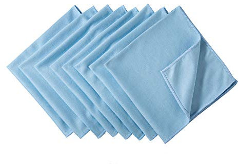 KLNYOO Microfiber Glass Cleaning Cloths Lint Free Streak Free Quickly and Easily Clean Windows & Mirrors Without Chemicals Polishing Cloth 40x40cm 8 Pack Blue