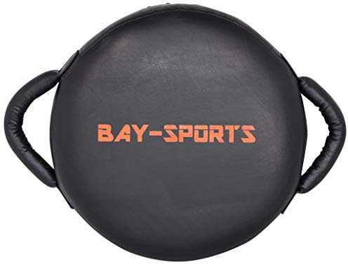 Bay UFO RUND 34 x 34 x 13 cm schwarz/orange Leder PU Schlagpolster, Schlagkissen, Pratze Pratzen Bodyshield Kickboxen Thaiboxen Muay Thai