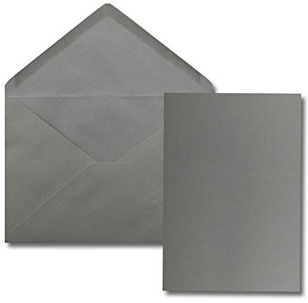 FarbenFroh by GUSTAV NEUSER 25 Stück Karte mit Umschlag Set - Einzel-Karten Din A5-14,8 x 21 cm Graphit mit Brief-Umschlägen Din C5-15,4 x 22 cm Graphit - Nassklebung