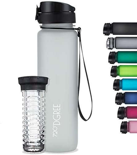 720°DGREE Gourde d'Eau 1l “uberBottle“ +Fruit-Infuseur softTouch - Sans BPA, Anti-fuite - Bouteille, water bottle idéale pour Enfants, Sport, Randonnée, Gym, Camping, Université, Voyage, Travail, Yoga