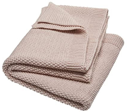 Bio Babydecke Bio-Baumwolle Strick Qualität 100% Bio-Baumwolle (kbA) GOTS zertifiziert, Perlrosa, 80 x 95 cm