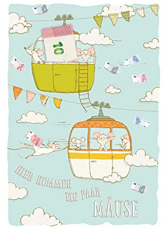 KE - Geldscheinkarte - Karte mit Schlitz für Geldscheine - Geldschein Karte - Geldkarte mit Umschlag - Karte in Folie - DIN B6