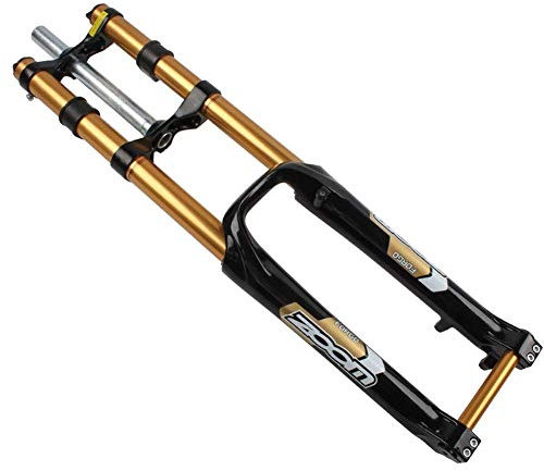 TYXTYX Fourche à Suspension VTT, 26 Pouces Double épaule DH Fourche Avant Freins à Disque VTT Fourche Avant de Descente avec Amortissement