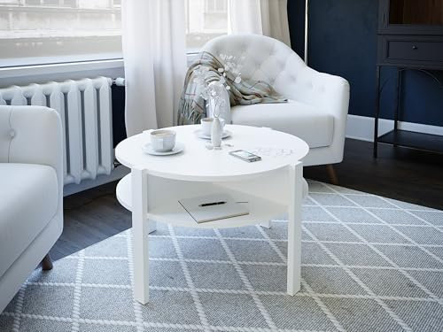 Forte TOBAGO Couchtisch, Holzwerkstoff, weiß, B x H x T: 74,4 x 45,5 x 74,4 cm