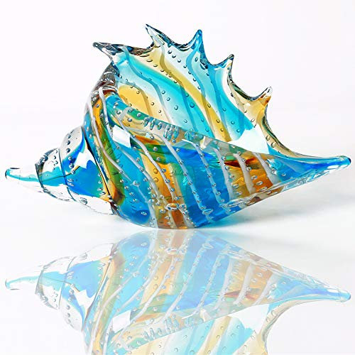 EUSTUMA Figurines de conque en Verre soufflé à la Main Ornement, Ornement Animal de mer pour la décoration de la Maison