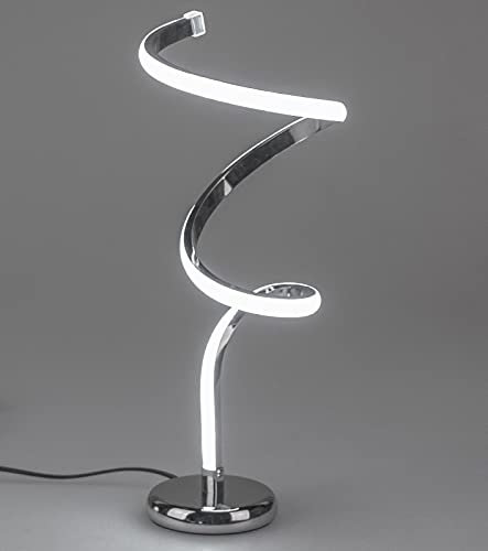 formano Moderne Spiral LED Tischlampe warmweiß silberfarben Lampe 40cm 1 Meter Kabel und Schalter Stimmungsbeleuchtung