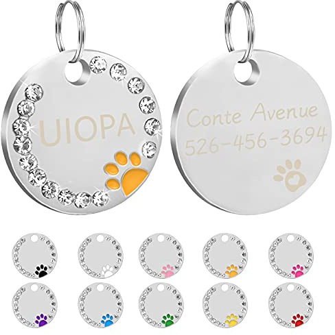 Uiopa 2Pzs Chapa Perro Grabada, Huella Placa Perro Grabada Placas Identificativas Chapas Personalizadas Placas para Perros, Etiquetas de Identificación de Mascotas para Perros Gatos Collar (Naranja)