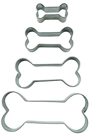 BekkiB 34704-4er Set Keksausstecher Knochen - Ausstecher in 4 verschiedenen Größen - Hundeleckerlis selbst backen