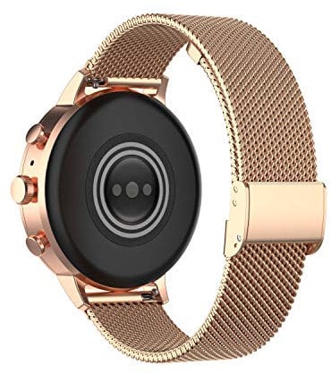 Chofit Straps Compatible with Fossil GEN 6/Gen 5E Strap, Woven Metal Stainless Steel Replacement Bands Business Wristband for GEN 6/Gen 5E 42mm 44mm Smartwatch (Rosegold, 22mm)