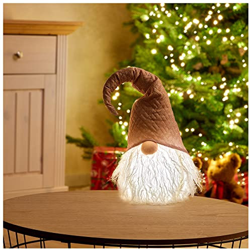 com-four® Premium Weihnachts-Wichtel mit LED als Weihnachtsdeko,skandinavischer Wichtel mit warmweißem LED-Licht, beleuchteter Deko-Wichtel [Auswahl variiert] (1 Stück Wichtel - 57cm)