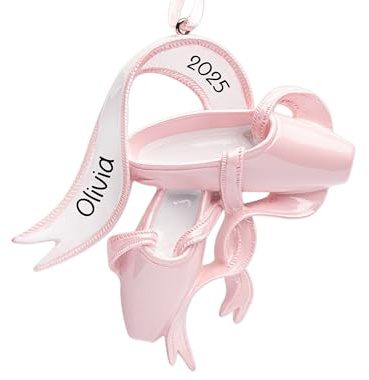 UniqXmas Personalized Ballet Christmas Ornament 2025 | Ballet Slippers, Ballerina Dancer Pink Pointe Shoes for Xmas Tree | Unique Gift for Ballet Dance Lovers - Custom Name & Year
