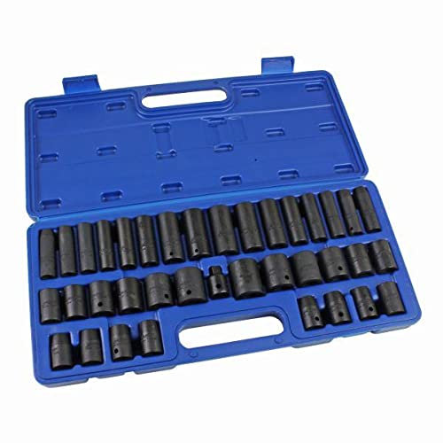 US PRO Tools 37PC 3/8 & 1/2 DR Shallow & Deep Impact Socket Set Metric/SAE 3835