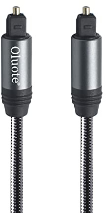 Oluote Cable de Audio óptico, Cable Toslink, Carcasa de Aluminio, Cable óptico Digital con Conector ABS Para Barra de Sonido, TV, PS4, Xbox, Consola de Juegos y Más (5M)