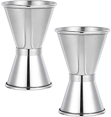 Angelkiss 2 Pcs Craft Dual Spirit Measuring Cups Stainless Steel Jigger for Bar Party, 30 milliliters