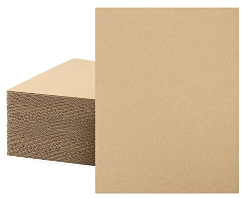 Mat Board Center, 50 Corrugated Cardboard Sheets 8.5x11 Inches Flat Card Board Inserts for Packing, Shipping, Mailing, DIY Crafts