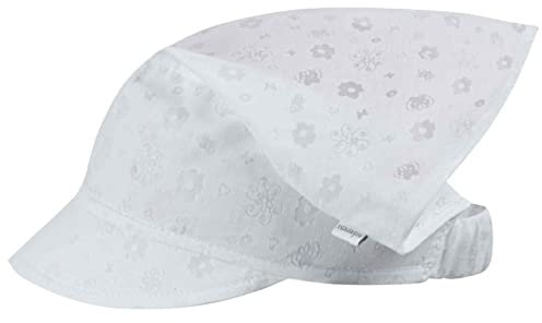 Kopftuch Sommer Mütze Schirmmütze Mädchen Baumwolle Blumen, Farbe: Weiß, Größe: 42-44