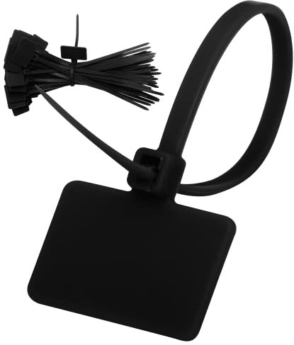 Wire Label Ties Tag for Packing & Cable Labels, Cable Wrap – 50 Pack Heavy Duty Zip Ties for Cord Management, Packages, Gardening, Home & Office Organization & DIY Projects (Black)