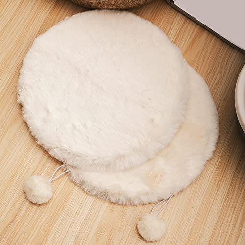 SHENGOCASE 2-Pack 11.8 Round Faux Rabbit Fur Cat Dog Bed Cushion Pad Mat, Cat Tree Tower Replacement Cushion Pad for Window Perch, Carrier House Cage Crate Kennel Furniture