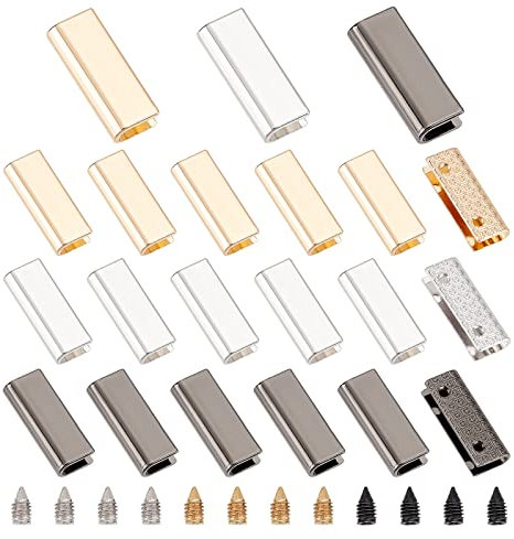 WADORN 18 Sets Geldbörse Dekorative Clipschnallen, Metall Handtasche Kantenabdeckung Schnallen Ledergürtel Endspitzen Schnalle Gurtband Reißverschluss Endstopper Für DIY Nähen Handwerk Zubehör, 2.55cm
